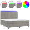 vidaXL Letto a Molle Materasso e LED Grigio Chiaro 180x200 cm Velluto