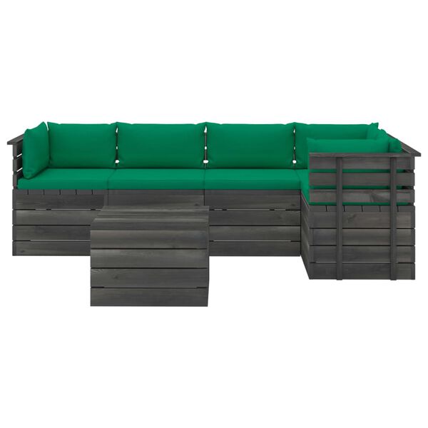 vidaXL Set Divani da Giardino su Pallet 6 pz con Cuscini Massello Pino