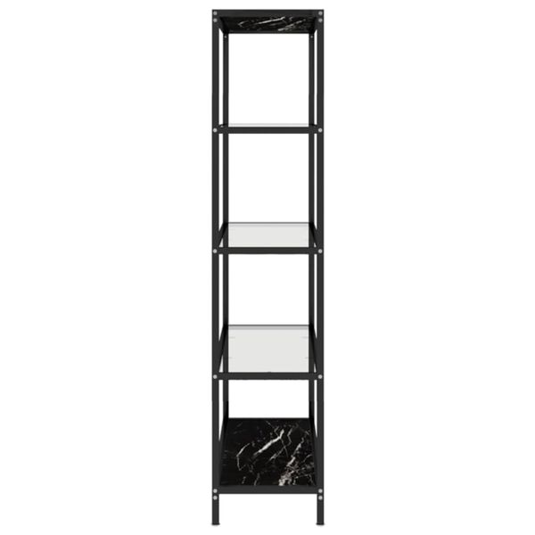 vidaXL Scaffale Marmo Nero e Trasparente 100x36x168 cm Vetro Temperato