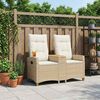 vidaXL Panchina reclinabile con tavolo Beige e Bianco Crema polyrattan