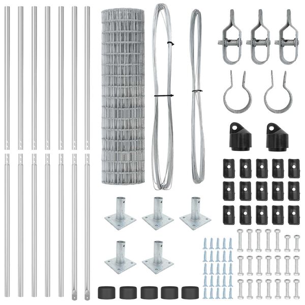 vidaXL Recinzione con Posto Argento 1,2 x 10 m Acciaio