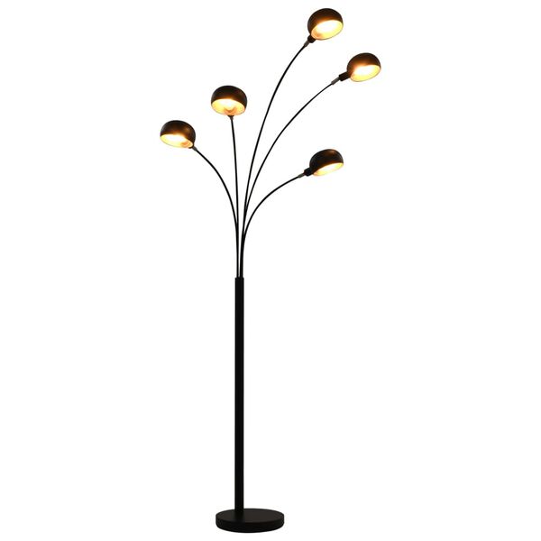 vidaXL Lampada da Terra 200 cm 5 Bulbi E14 Nero e Oro