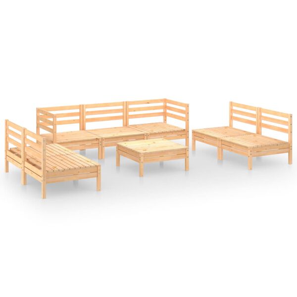 vidaXL Set Divani da Giardino 8 pz in Legno Massello di Pino