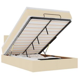 vidaXL Struttura Letto Pouf con Materasso Crema 120x200 cm in Tessuto