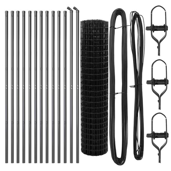 vidaXL Recinzione con Posto Grigio 1 x 25 m Acciaio e PVC