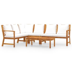 vidaXL Set Divani da Giardino 5 pz con Cuscini Crema in Legno Acacia
