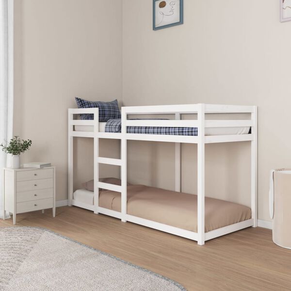vidaXL Letto a Castello Bianco 75x190 cm in Legno Massello di Pino
