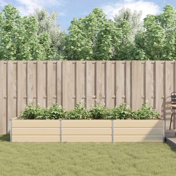 vidaXL Fioriera Avorio 195 x 100 x 45 cm Acciaio zincato