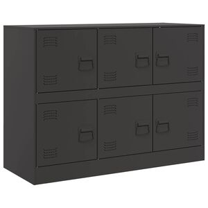 vidaXL Credenza Nera 99x39x73 cm in Acciaio