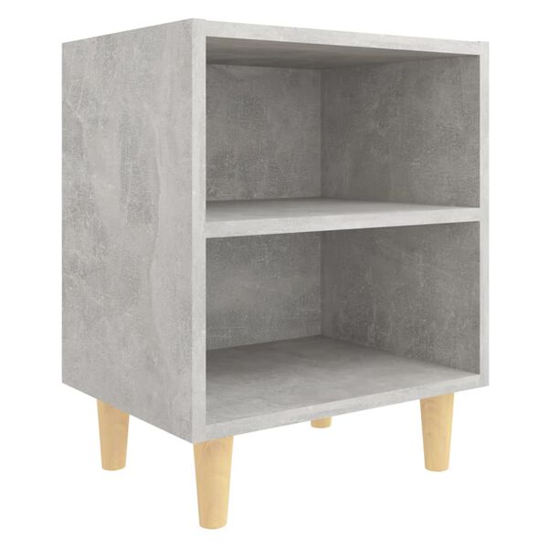vidaXL Comodini Gambe in Legno Massello 2pz Grigio Cemento 40x30x50 cm