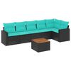 vidaXL Set Divani da Giardino 7 pz con Cuscini Nero in Polyrattan