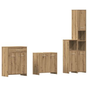 vidaXL Set Mobili da Bagno 4 pz Rovere Artigianale Legno Multistrato