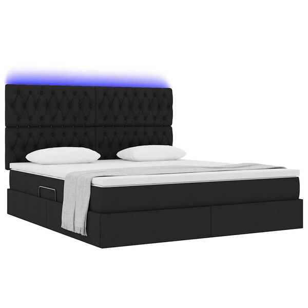 vidaXL Letto con contenitore e LED Nero 180 x 200 cm Poliestere