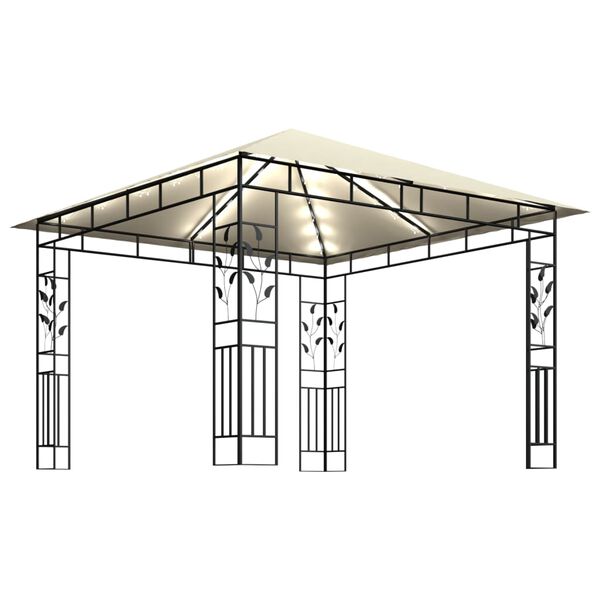 vidaXL Gazebo con Zanzariera e Luci LED 3x3x2,73 m Crema