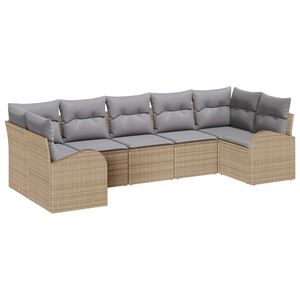 vidaXL Set Divano da Giardino 7 pcs Beige e Grigio Chiaro polyrattan