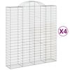 vidaXL Cesti Gabbioni ad Arco 4 pz 200x50x220/240 cm Ferro Zincato
