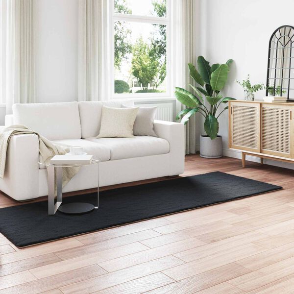 vidaXL Tappeto in Pelliccia Sintetica di Coniglio Olite Nero