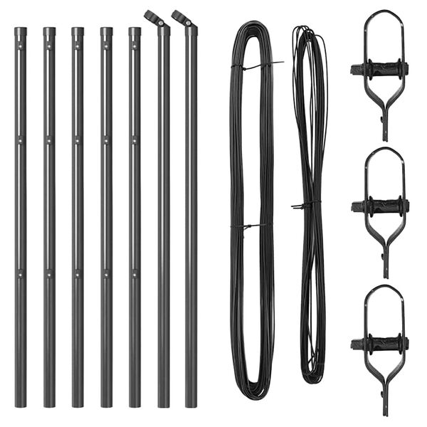 vidaXL Pali per Recinzione 7 pcs Grigio Ø32mm 120 cm Acciaio zincato