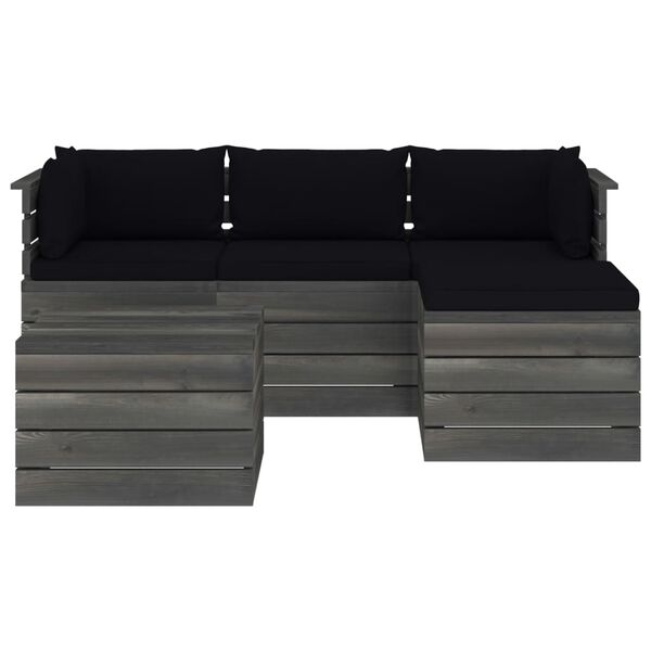 vidaXL Set Divani da Giardino su Pallet 5 pz con Cuscini Massello Pino