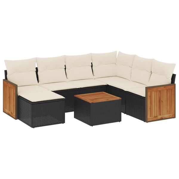 vidaXL Set Divani da Giardino con Cuscini 8 pz Nero in Polyrattan