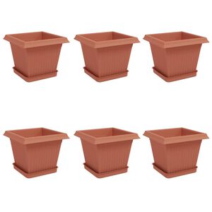 vidaXL Vasi per Piante 6 pcs Rosso Mattone 20 x 20 x 16 cm Plastica