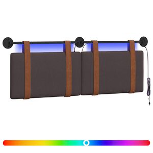 vidaXL Testiera sospesa Con luce LED Marrone Scuro PU Antico