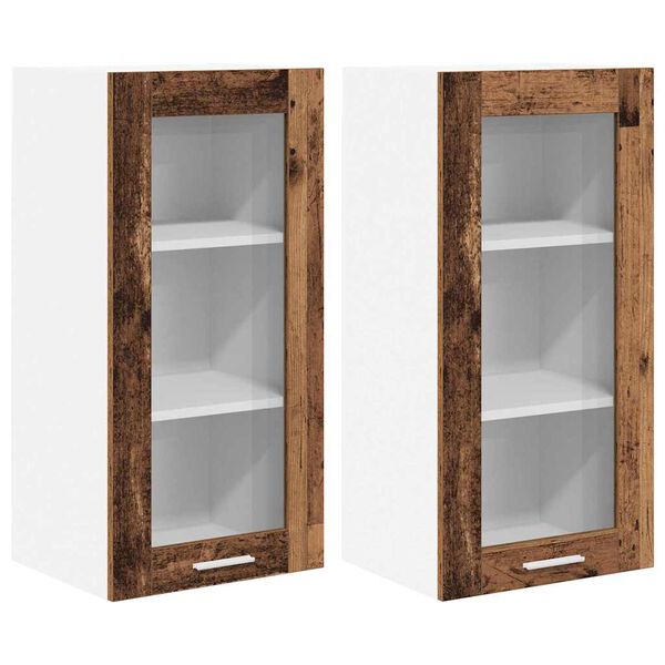 vidaXL Armadio pensile con porta 2 pcs Legno vecchio 40 x 31 x 80 cm