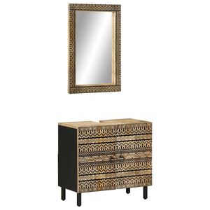 vidaXL Set Mobili da Bagno 2pz in Legno Massello di Mango