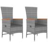 vidaXL Set Mobili Giardino 3pz Grigio Polyrattan Legno Massello Acacia