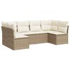vidaXL Set Divano da Giardino 6 pz con Cuscini Beige in Polyrattan