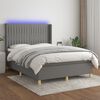 vidaXL Letto a Molle Materasso e LED Grigio Scuro 140x200cm in Tessuto
