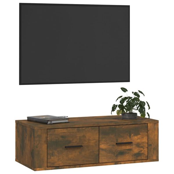 vidaXL Mobile TV Pensile Rovere Fumo 80x36x25 cm in Legno Multistrato