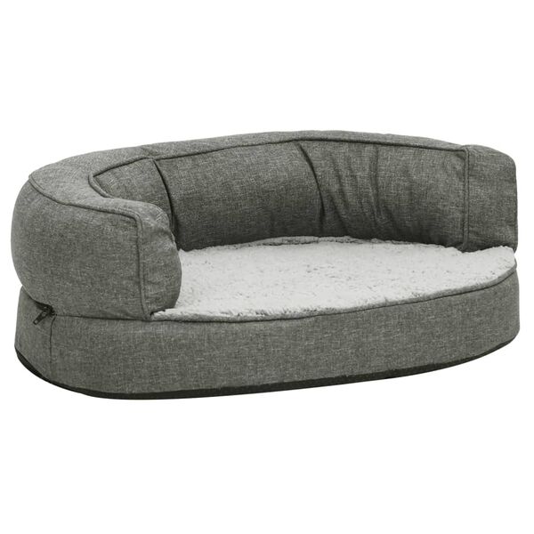 vidaXL Materasso Ergonomico per Cani 60x42 cm Pile Effetto Lino Grigio