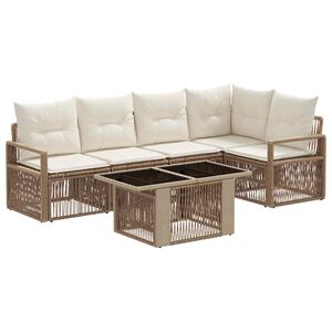 vidaXL Set Divano da Giardino 6 pz Beige e Bianco Crema polyrattan