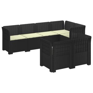 vidaXL Divano 7 Posti da Giardino con Cuscini Aspetto Rattan PP