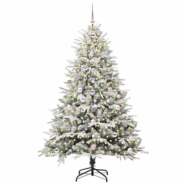 vidaXL Albero di Natale Artificiale Pre-illuminato con Set di Palline