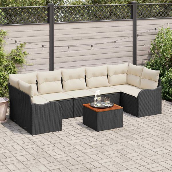 vidaXL Set Divano da Giardino 8 pcs Nero e bianco