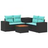 vidaXL Set di divani 6 pz Nero e Blu Rattan sintetico e Acciaio