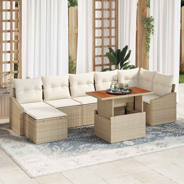 vidaXL Set Divano da Giardino 8 pcs Beige Poly Rattan