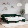 vidaXL Divano Letto con Letto Estraibile Verde Scuro 90x200cm Velluto