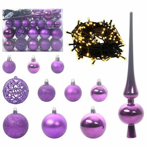 vidaXL Set di Palle di Natale 61 pz 150 LED Bianco caldo &Oslash; 6 cm