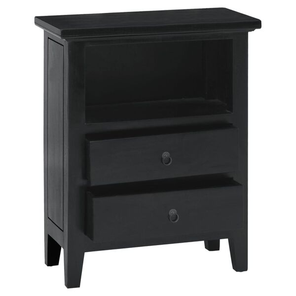 vidaXL Comodino Nero 60x30x75 cm in Legno Massello di Mogano