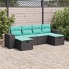 vidaXL Set Divano da Giardino 6 pz con Cuscini Nero in Polyrattan