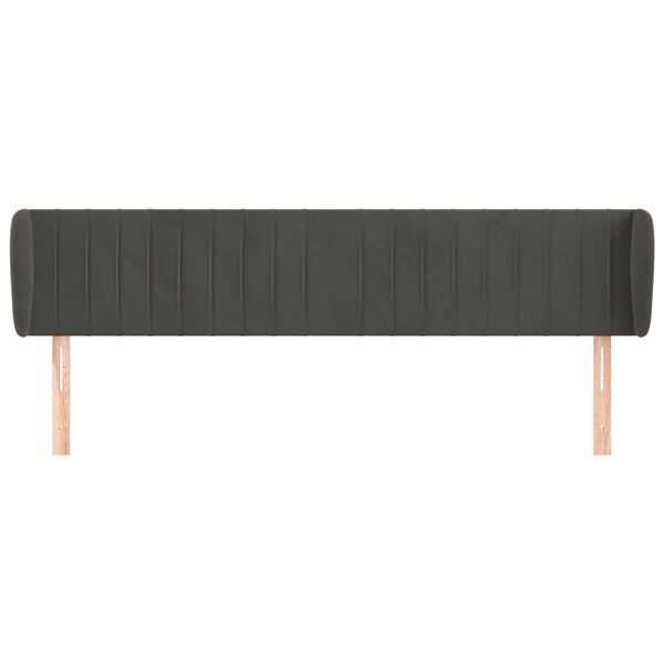 vidaXL Testiera ad Orecchio Grigio Scuro 183x23x78/88 cm in Velluto