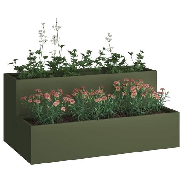 vidaXL Vaso da giardino Verde oliva 100 x 60 x 45 cm