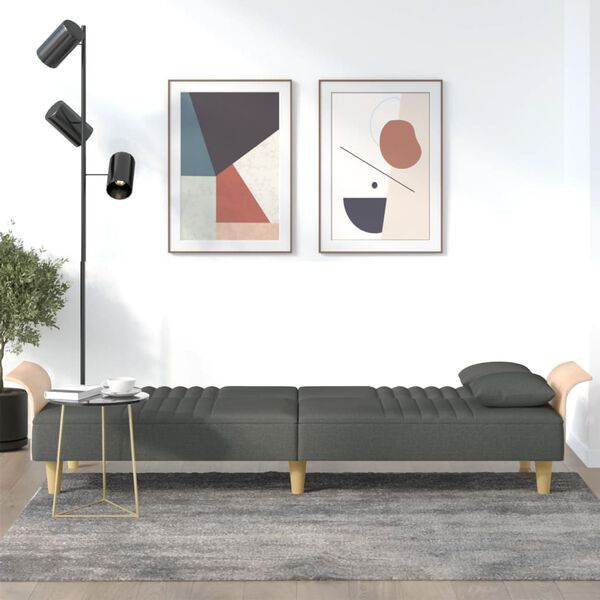 vidaXL Divano Letto con Braccioli Grigio Scuro in Tessuto