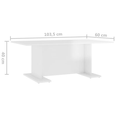 vidaXL Tavolino Salotto Bianco Lucido 103,5x60x40cm Legno Multistrato