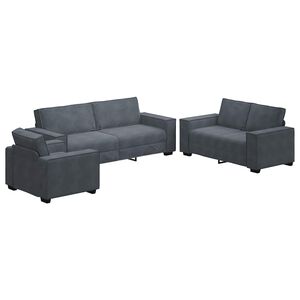 vidaXL Set di Divani 3 pz con Cuscini Grigio Scuro in Velluto