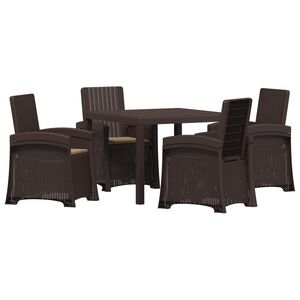 vidaXL Set da Pranzo per Giardino 5 pz Marrone e Tortora PP