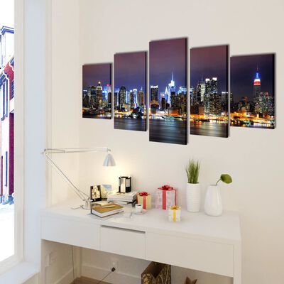 vidaXL Set Stampa su Tela da Muro Panorama New York a Colori 200x100cm
